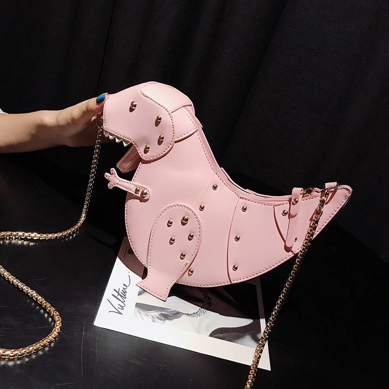 Personalized Bag Women's 2025 New Cartoon Cute Trendy Dinosaur Shape Rivet Decoration Shoulder Crossbody Creative Small Bag