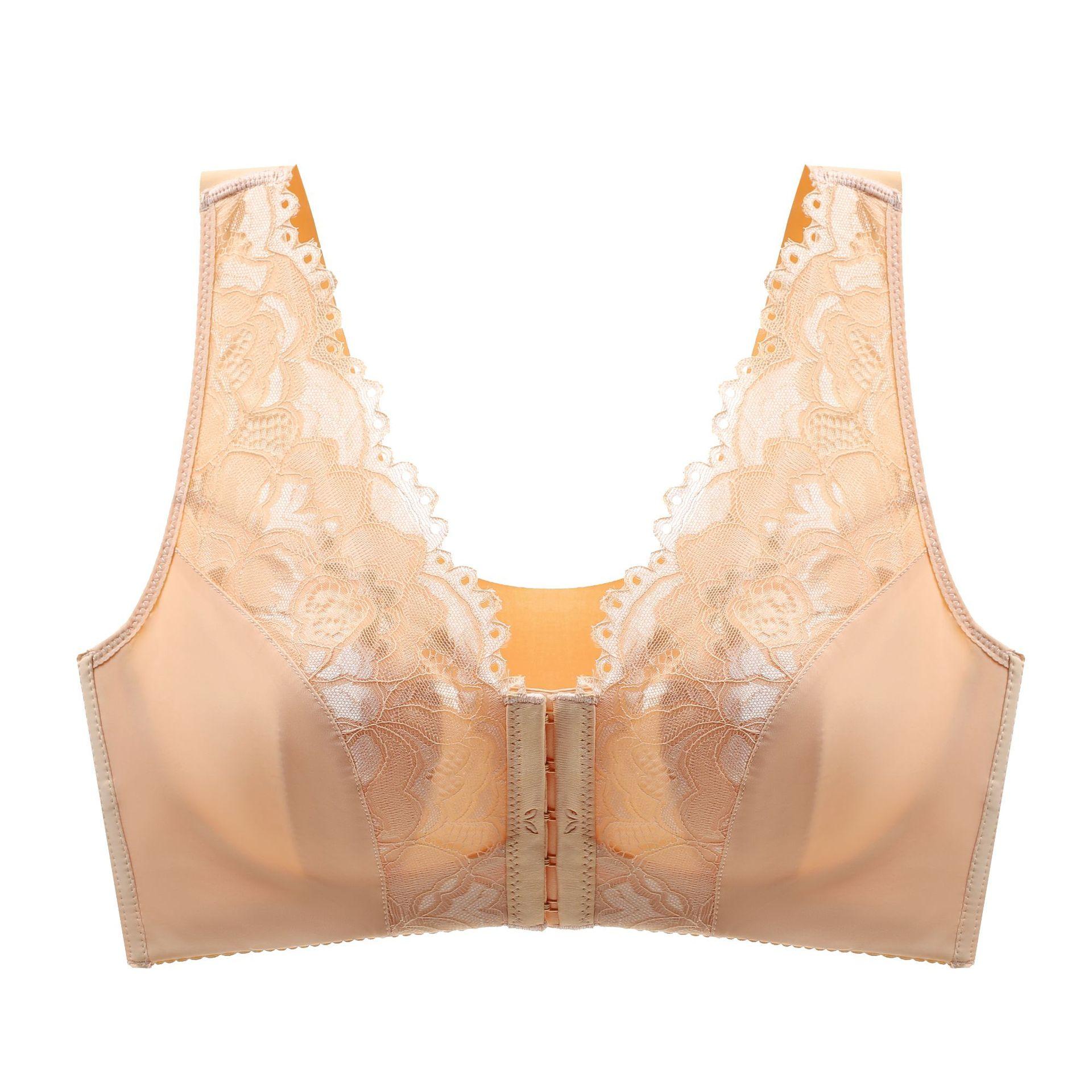 

Сексуальні бюстгальтери великого розміру для жінок Бюстгальтери Push Up Бюстгальтери із застібкою спереду Бюстгальтери Femme Бездротові мереживні бюстгальтери Інтимна білизна 4XL бежевий