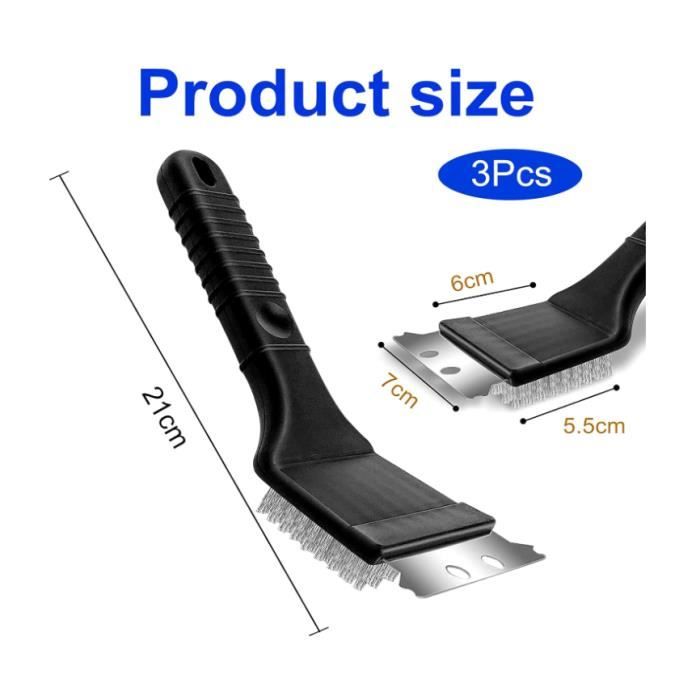 Barbecue Brush - Stainless Steel - 3 Pieces - Effective Cleaning - Hard Scraper