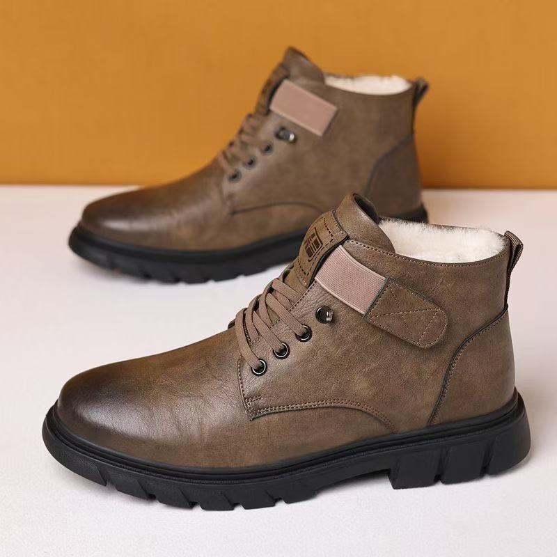 

Зимняя мужская обувь флисовые утепленные теплые хлопковые ботинки высокие хлопковые кожаные ботинки для среднего и пожилого возраста уличные зимние ботинки ботинки Мартин мужские 44