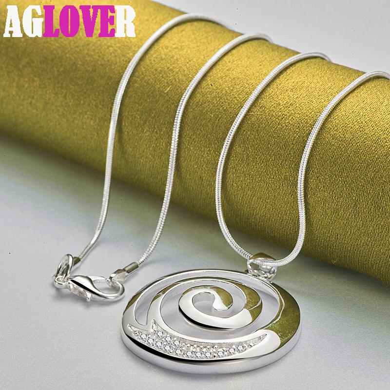 Bijuterii colier cu pandantiv spiralat rotund cu zirconiu AAA din argint 925