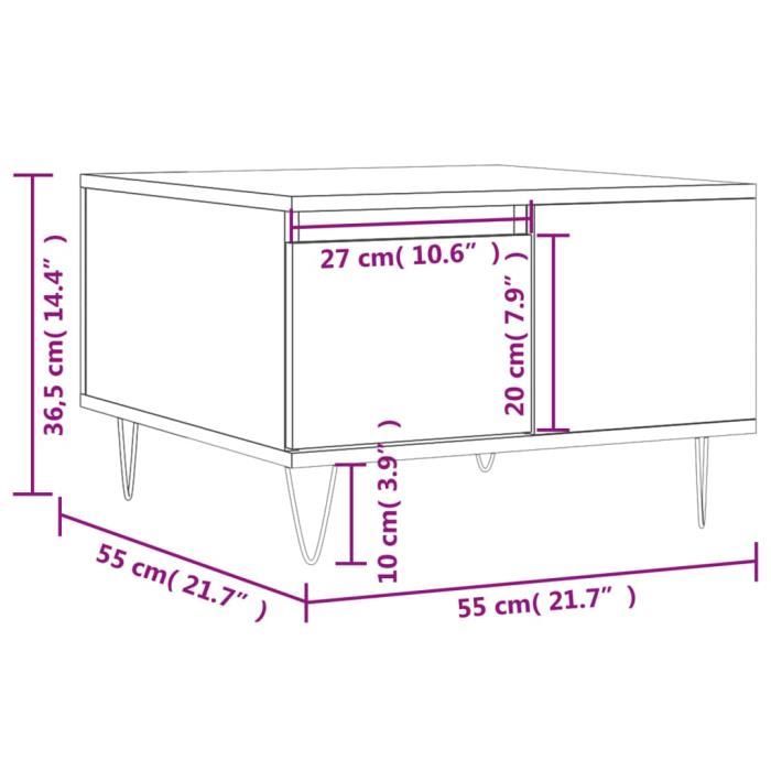 VidaXL Table basse sonoma gris 55x55x36,5 cm bois d'ingénierie 830762