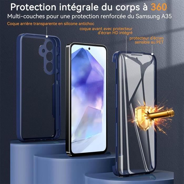 360 Case - Samsung - Galaxy A35 5G - Full Protection - Anti-Scratch - Navy Blue