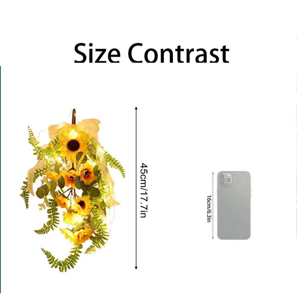 45cm Spring,themed Artificial Sunflower Wall Hanging, Artificial Green Plant Home  Hanging Decoration, Festival Decoration Props