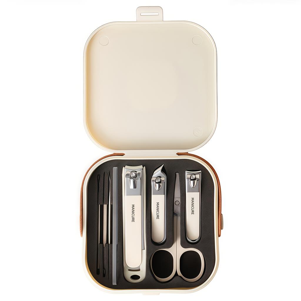 8pcs Stainless Steel Nail Clipper Set, Including a Beautiful Storage Box and Anti-splash Nail Clippers