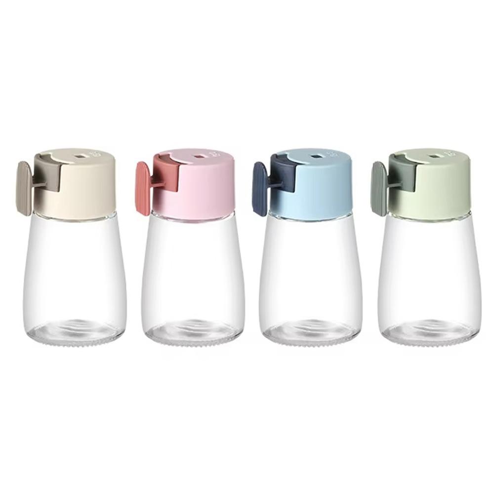 4Pcs Press Type Quantitative Salt Glass Bottle 0.5g Sealed Condiment Jars  Cumin Powder