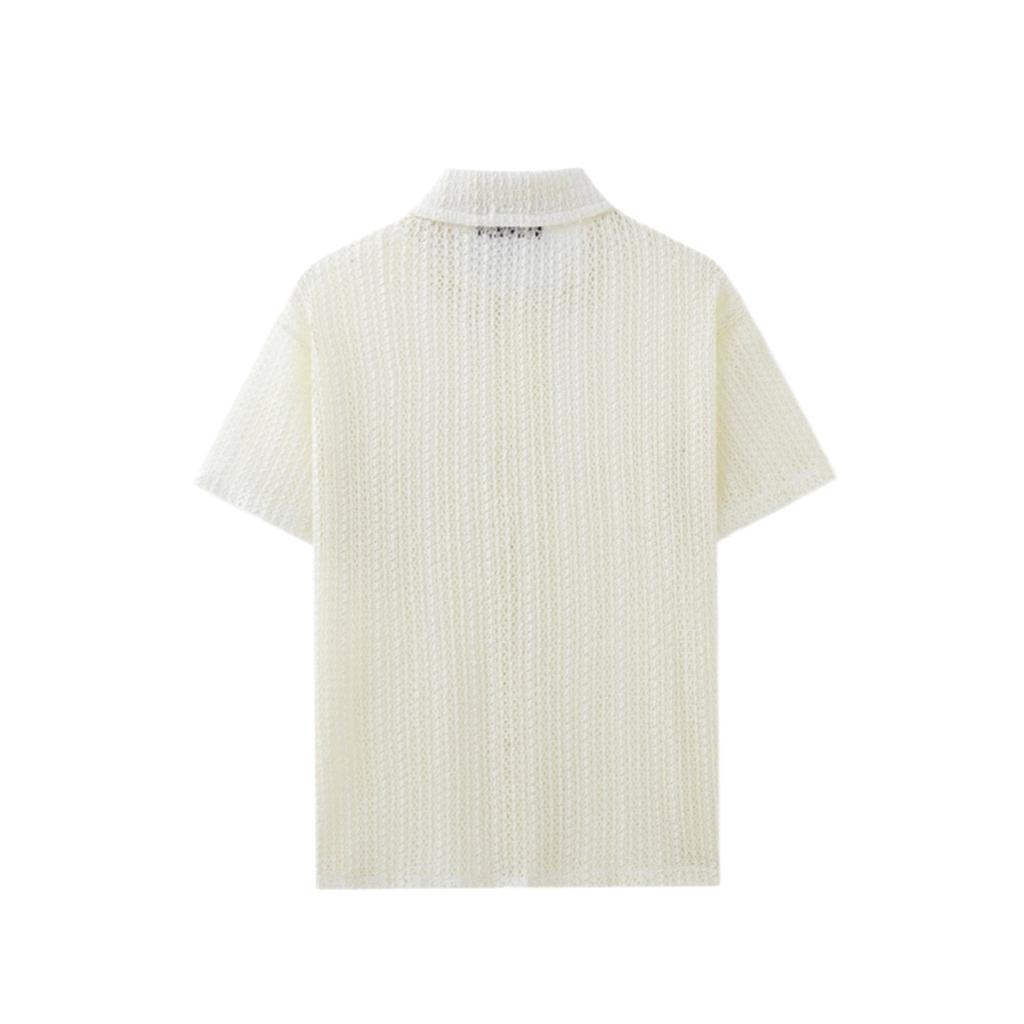 Men's Summer Sexy Hollow Shirt Summer Casual Short-sleeved Lapel Shirt