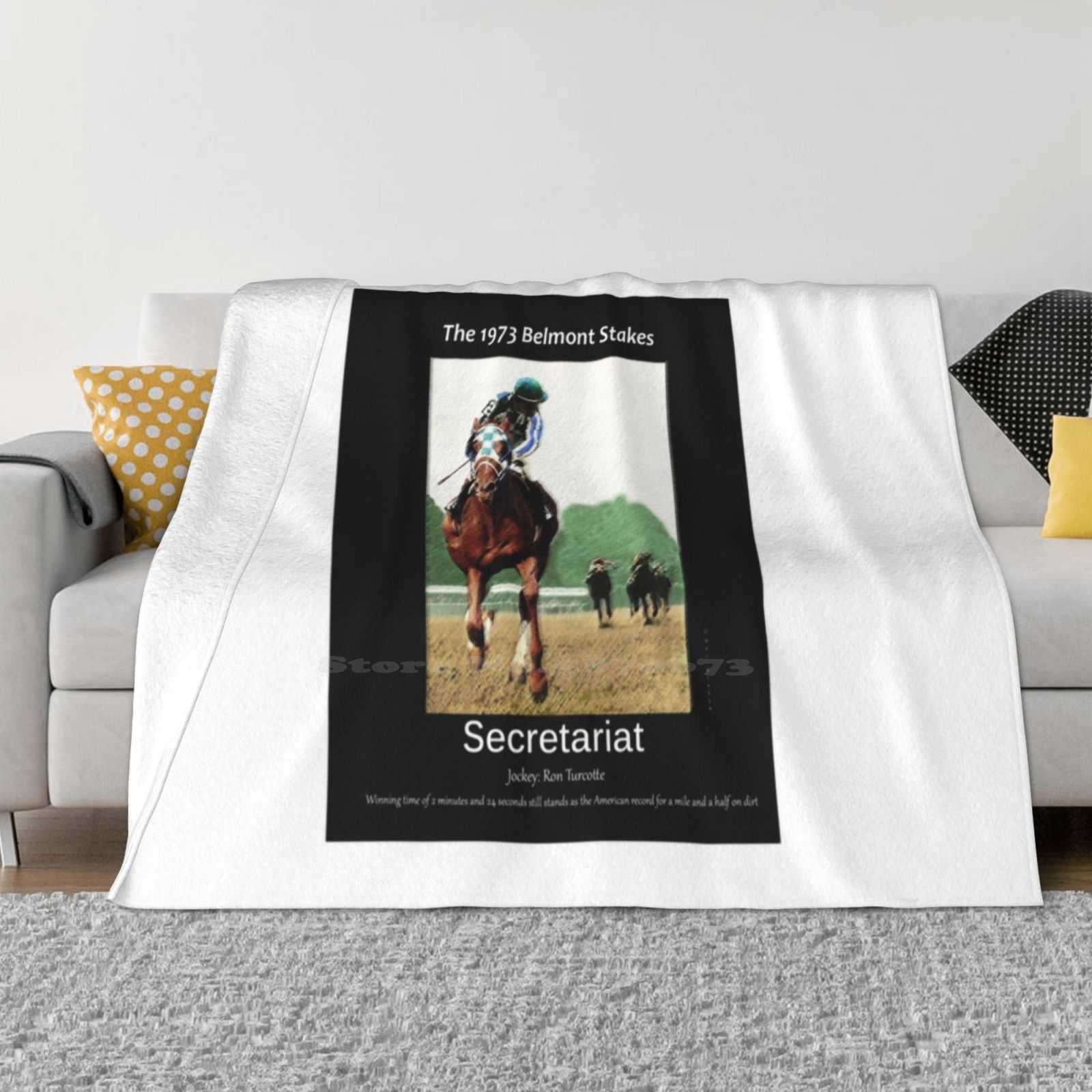 Secretariat Winning The 1973 Belmont Stakes Best Selling Room Household Flannel Blanket Horse Racing Derby Triple Crown Belmont 30x40in