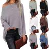 Autumn Fashion Pullover Oblique Neck Loose Sweater Women's Knit Top