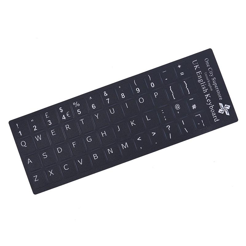 English Keyboard Replacement Stickers White On Black Any Pc Computer Laptop