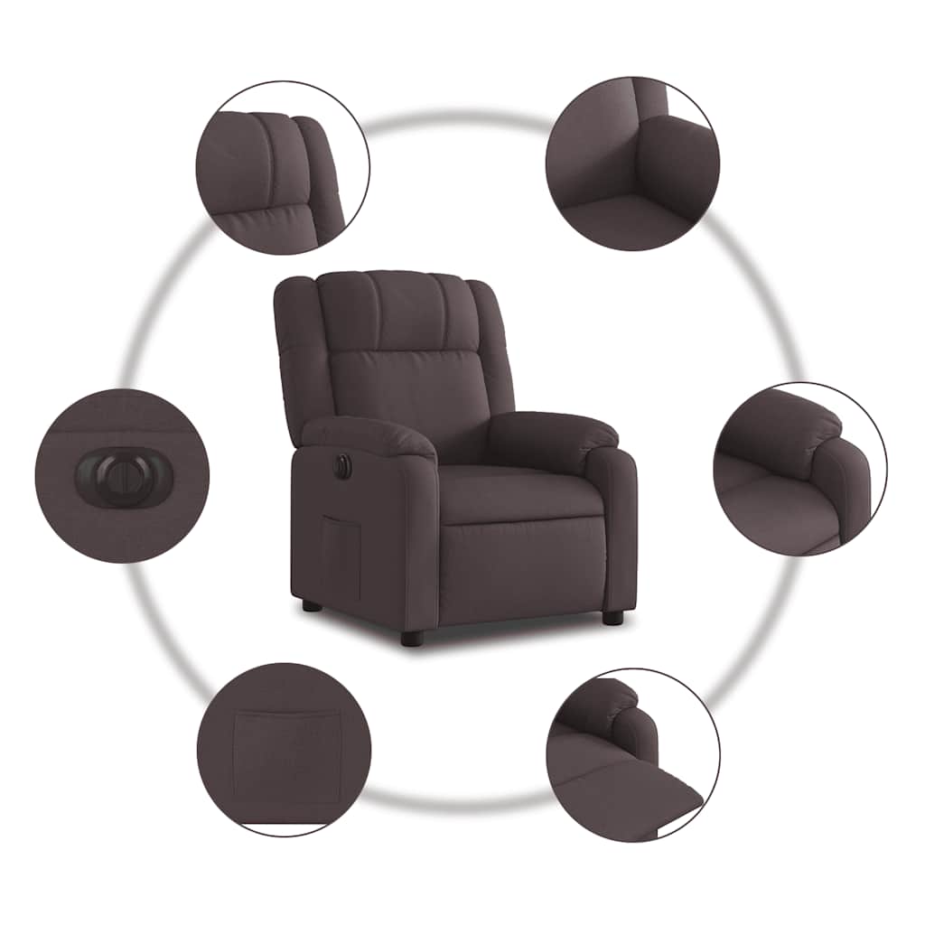Electric Recliner Dark Brown Fabric