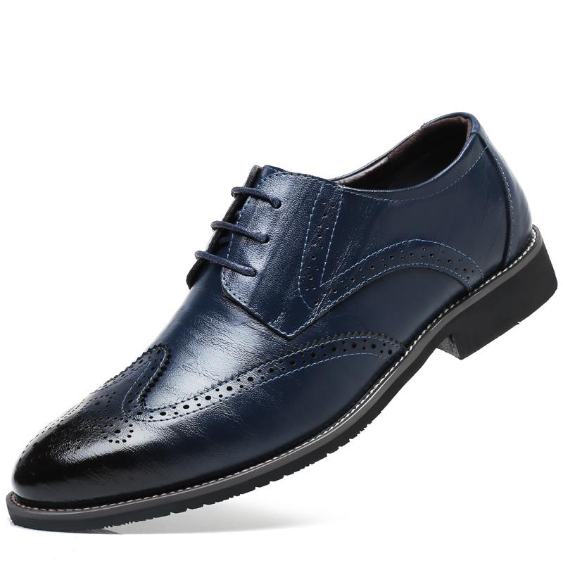 Men Oxford Genuine Leather Dress Shoes Formal Business Shoes Lace Up Flats Male Casual Shoes