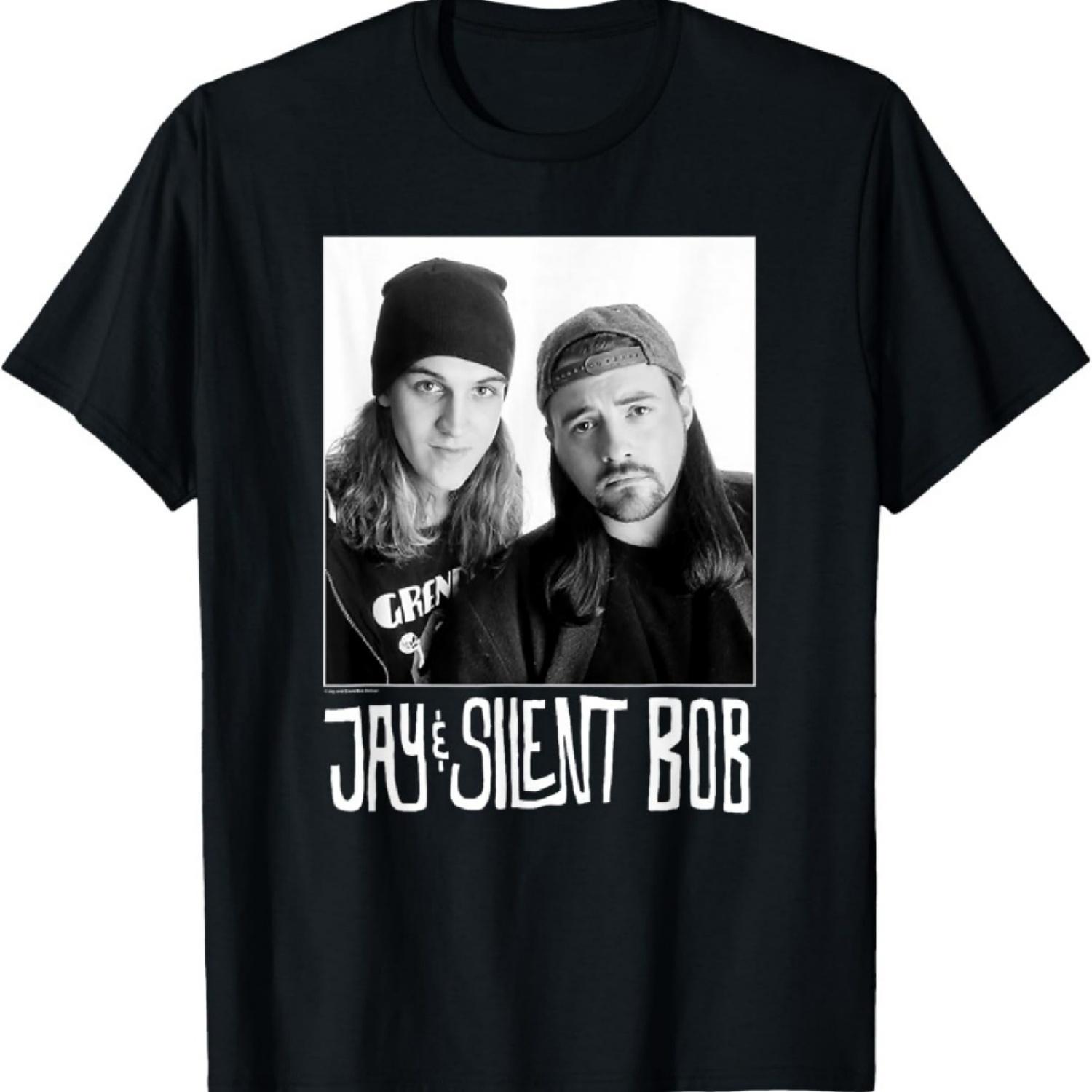 Черно-белая футболка с портретом Джея и Молчаливого Боба крупным планом S разноцветный