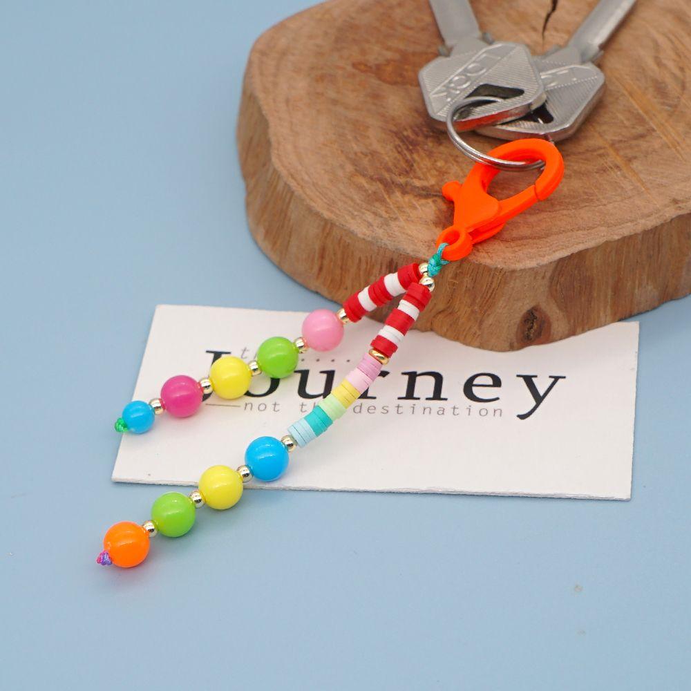 

Key Ring Keyfob Acrylic Pendant Mobile Phone Chain Beaded Keyring Key Chains Women Pearls Keychain 01