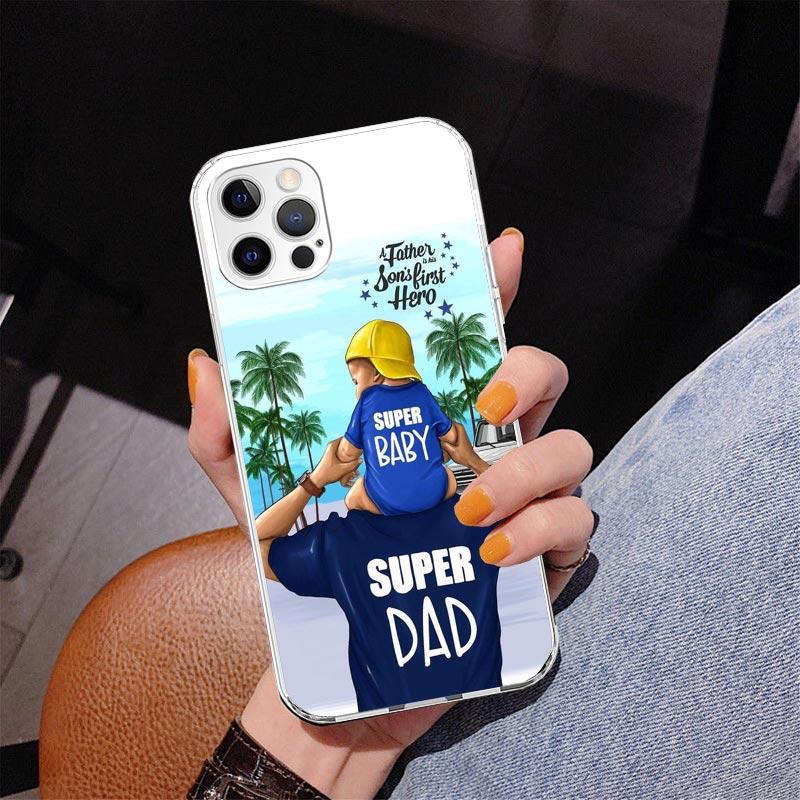 Dad And Baby Girl Boy Phone Case For iPhone 17 Air 16 Pro Max 16E 15 + 14 Plus 11 12 13 Mini 7 8 SE Gift Print Cover Fundas 17 A