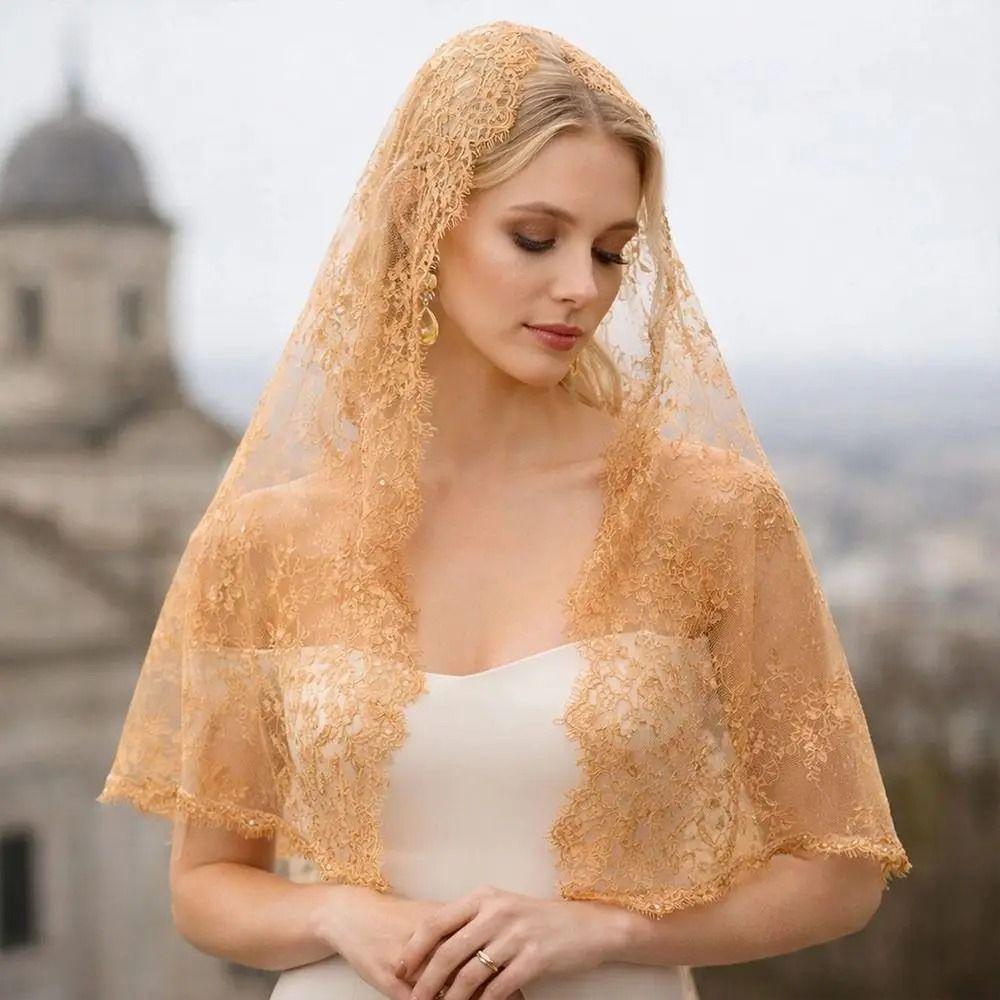 Vintage Style Bridal Headscarf Breathable Muslin Head Covering Lightweight Lace Shawl Guest Look