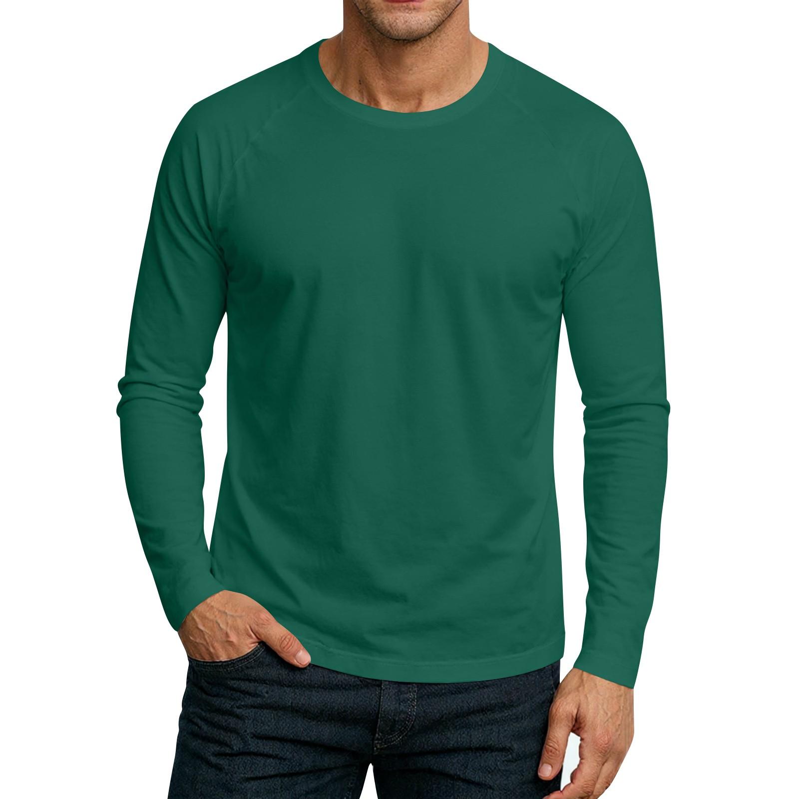 

Men s Round Neck Plunger Long Sleeve T-Shirt Top M зелений