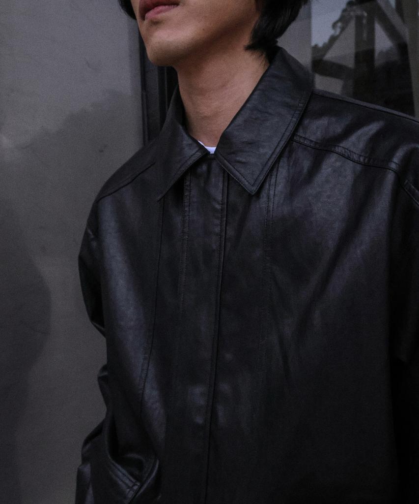 Mood Inside Field Leather Car Coat_Black