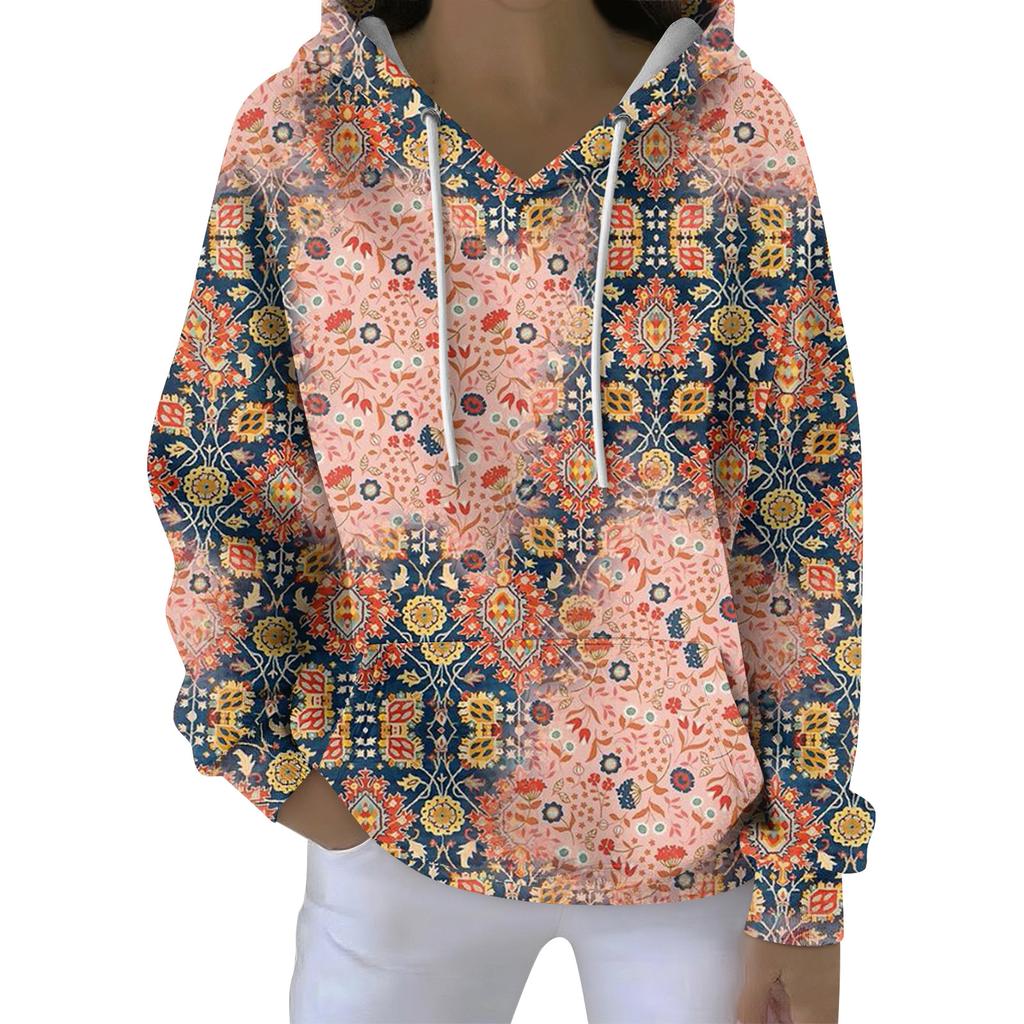 Women's Fall And Winter Printed Pullover Hooded Sweatshirt Long Sleeve Fashion Sweatshirt