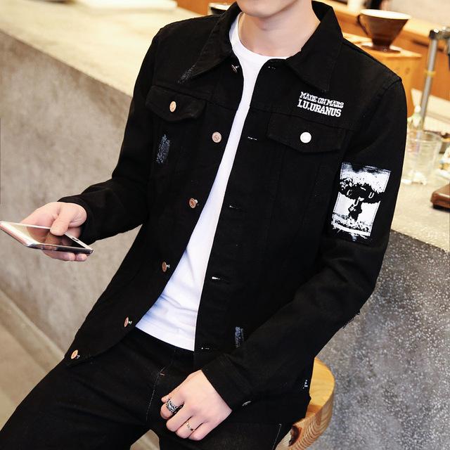 Fashion Soft Black Spring Autumn Casual Streetwear Men s Korean Trendy Youth Slim Handsome Clothes Men Denim Jacket M чёрный