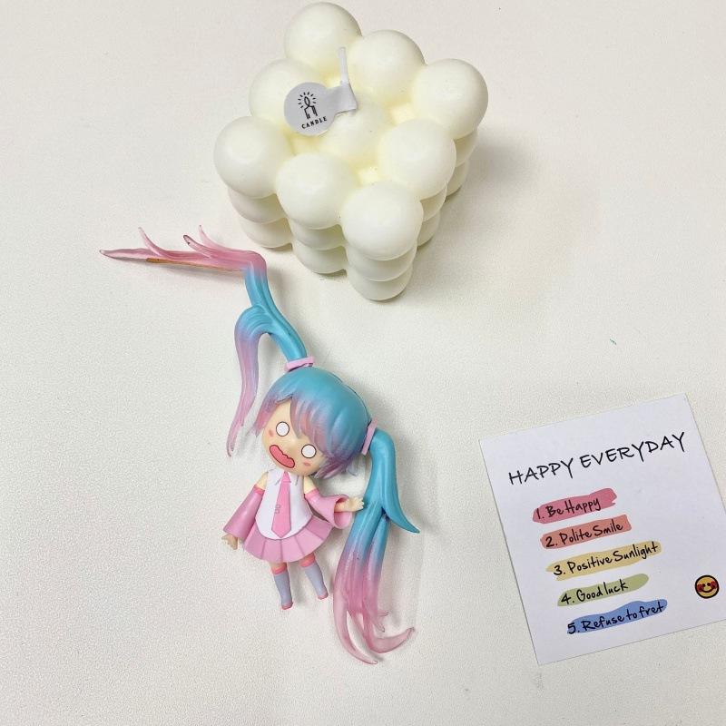 11CM Hatsune Miku Anime Figur Ängstliches Gesicht Kreative Dekoration Anhänger Süßes Mädchen Tasche Anhänger PVC Cartoon Modell Spielzeug Geschenk