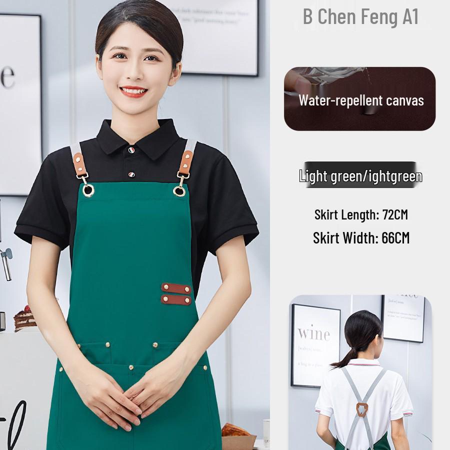 Waterproof Canvas Catering Apron with Logo, Stain-Proof, Ideal for Kitchens & Cafes