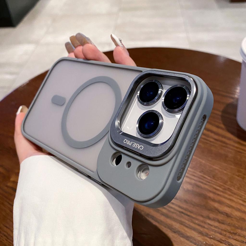 Matte Translucent lens holder film Magnetic Case For IPhone 17 Air 16 14 13 15 12 11 Pro Max Plus Magsafe Armor Shockproof Cover