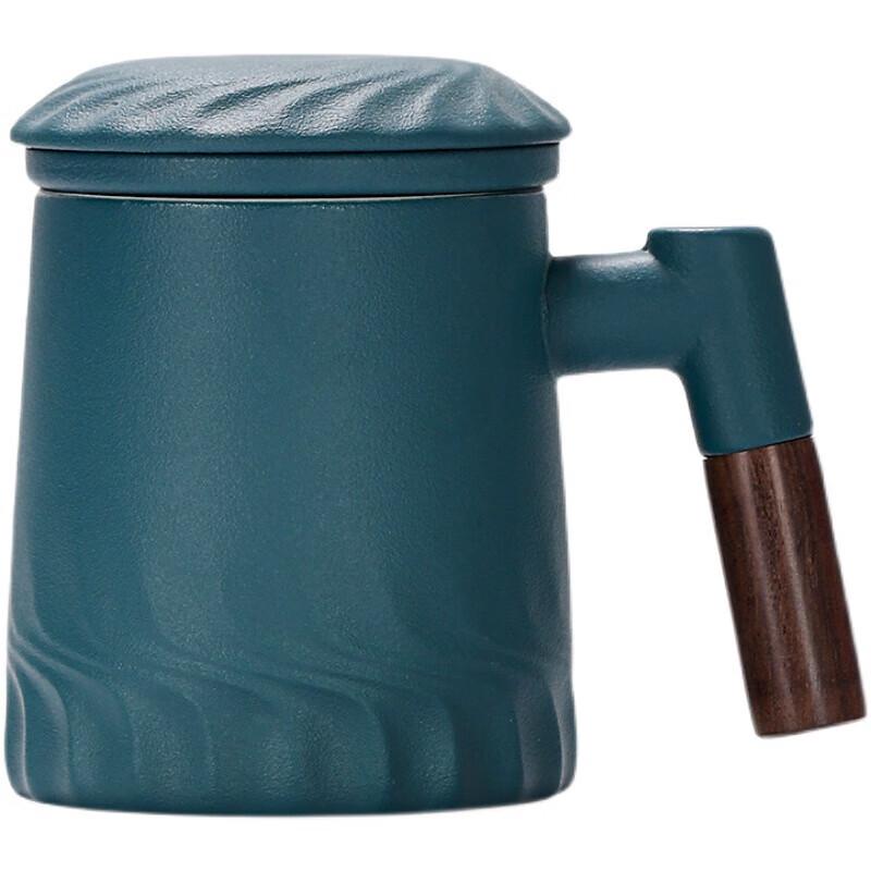 Chaxun Dark Green Ceramic Tea Mug with Lid & Infuser