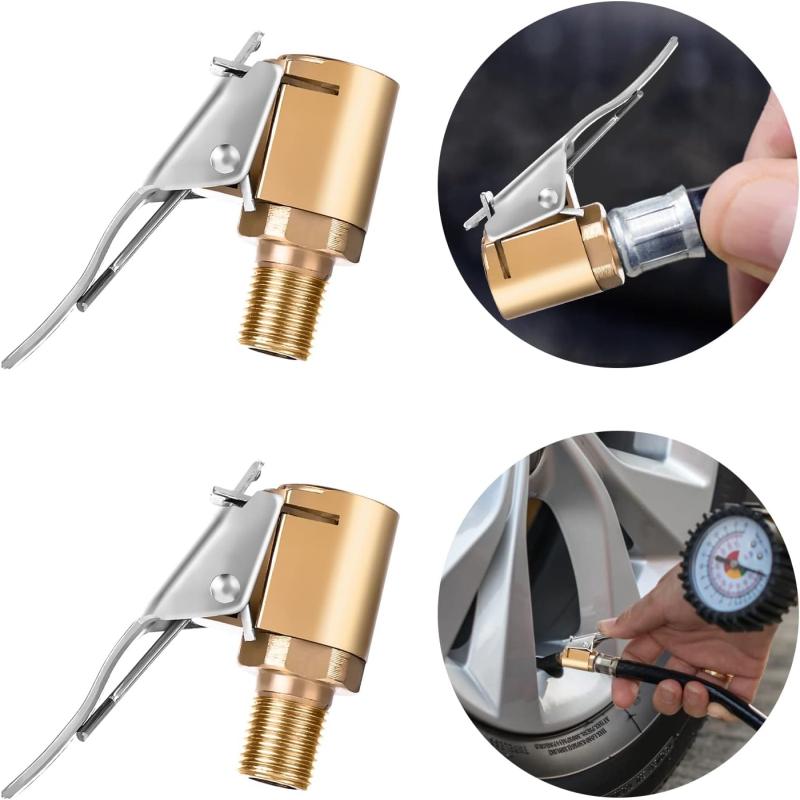 Car Tire Air Chuck Inflator Pump Valve Connector Clip-on Adapter Car Brass 8mm Tyre Wheel Valve For Inflatable Pump