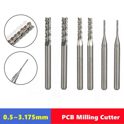 10pcs PCB Corn End Milling Cutter 0.5-3.175mm, 3.175mm (1/8) Shank Hard Alloy PCB Milling Cutter CNC Cutting Milling Cutter