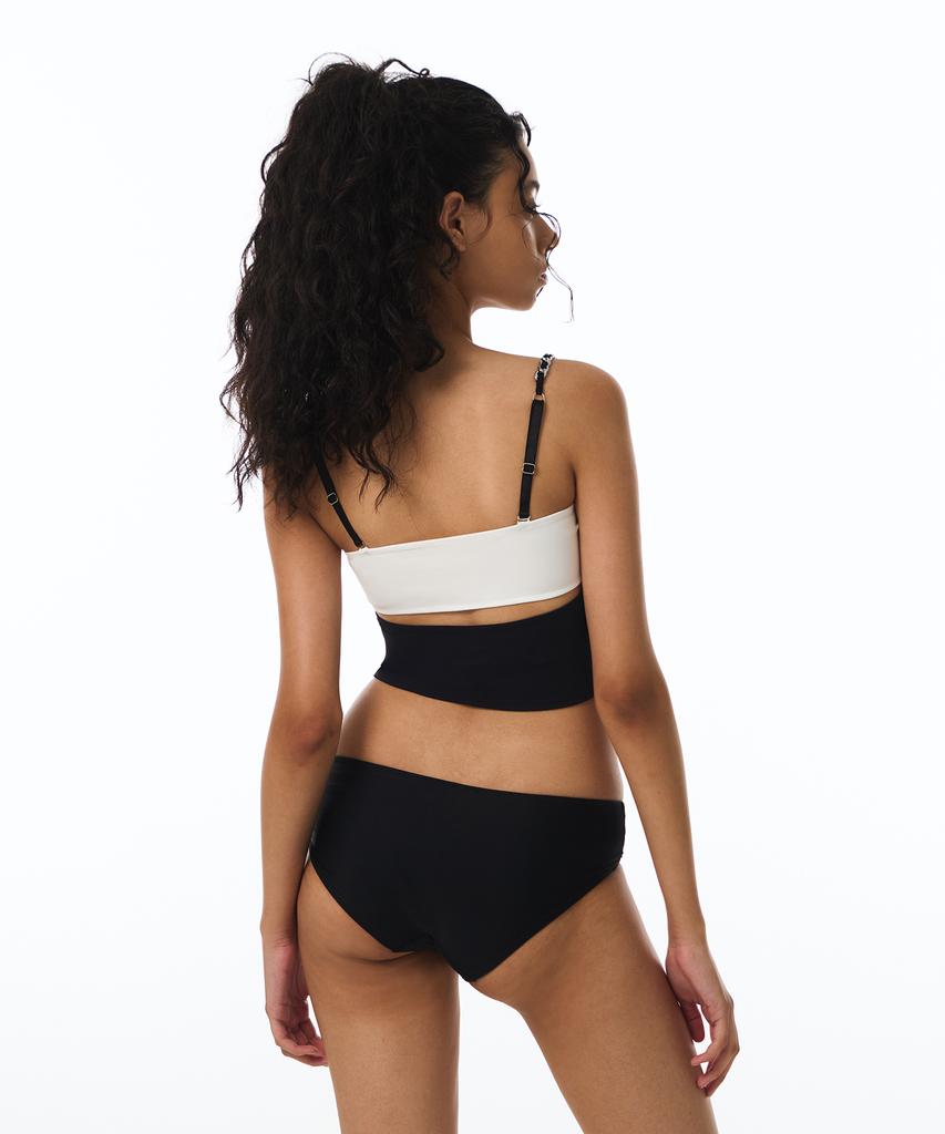 VINAJ Chain Contrast Tube Top Bikini Bra (Black)