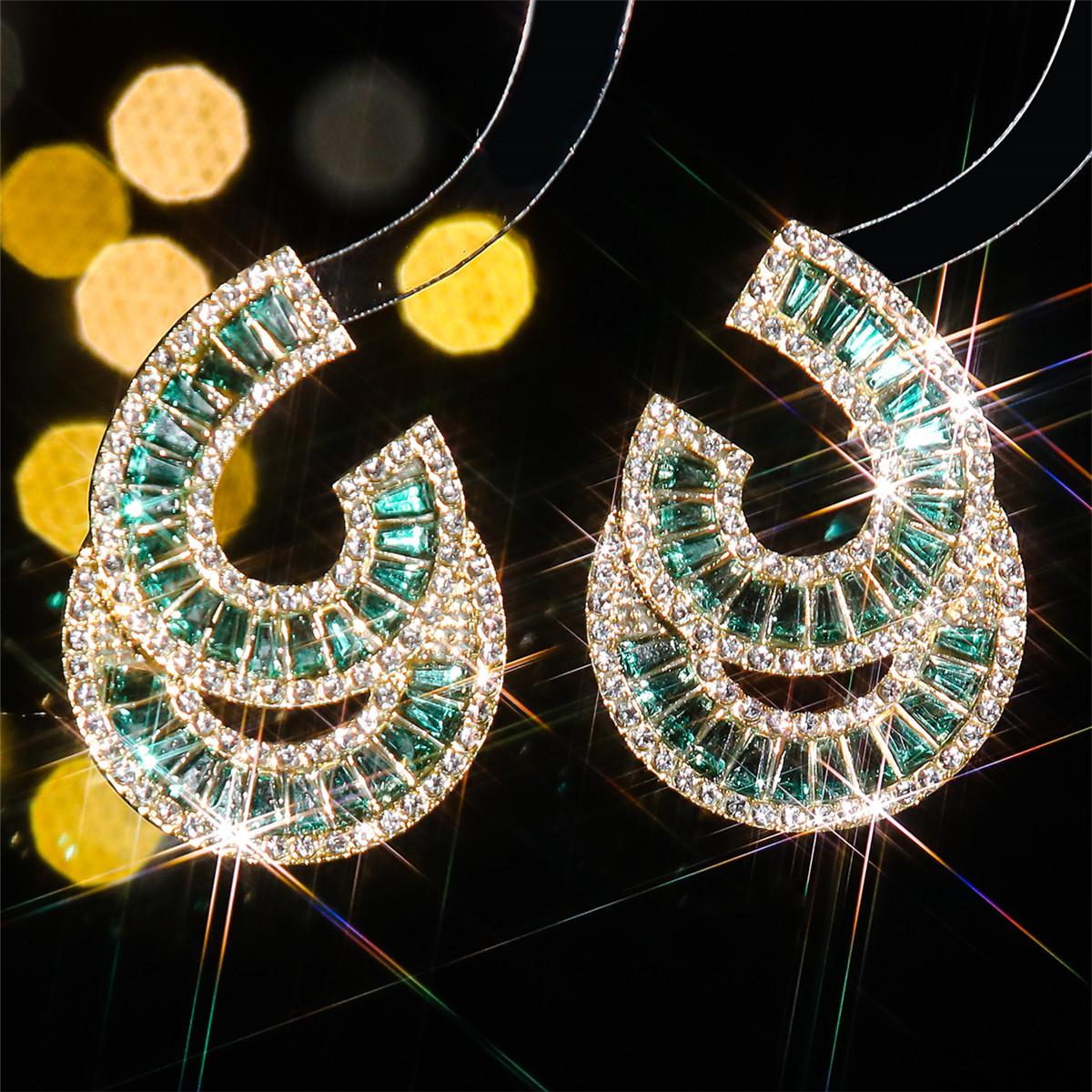 

Персонализированные преувеличенные цветные серьги с кристаллами, роскошные серьги в форме двойной буквы C, женские блестящие серьги, 1 пара