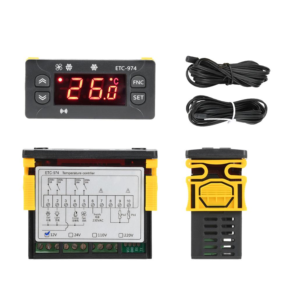 ETC-974 Controlador Digital de Temperatura Termostato de Microordenador Alarma de Refrigeración 12V 24V 110V 220V Sensor NTC