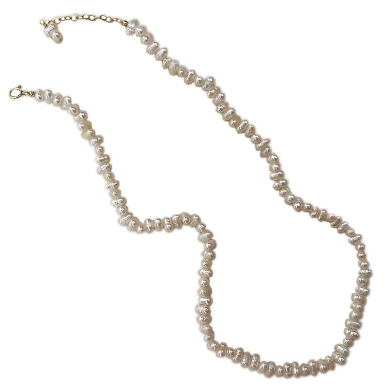 Freshwater Baroque Pearl Necklace Female Alien Growth Pattern Thread Small Granules Irregular Oval Pearl Clavicle Chain