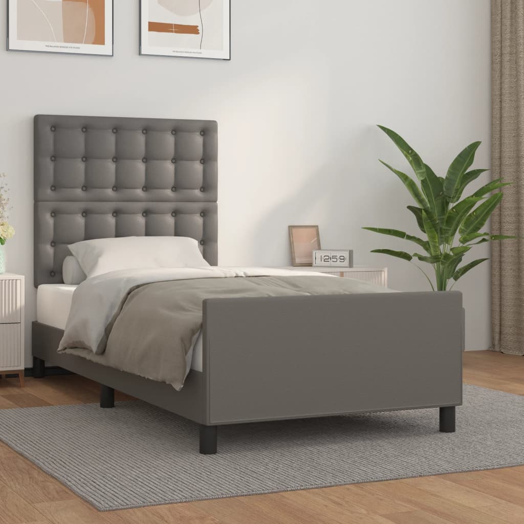 Bed Frame with Headboard Grey 80 x 200 cm Faux Leather