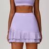 Oiob Sports Set Women False Two-Piece Suit Short Short sleeve T-shirt Top With Chest Pad Quick-Drying Feather Tennis Skirts