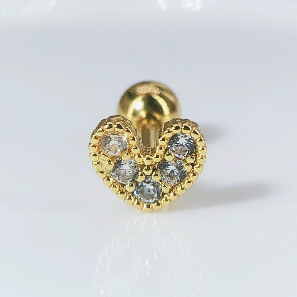 Heart Earrings for Women Dainty Helix Piercing Trend 2024 Silver Color Zircon Tragus Daith Lobe Cartilage Ear Studs Body Jewelry