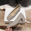 Niche square head single shoes women's spring and summer new thick heel middle heel work shoes versatile non-slip square buckle women's single shoes