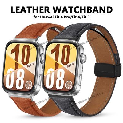 Skórzany Pasek do Huawe Watch Fit 4 Pro Bransoleta Correa Magnetyczne Zapięcie Opaska na Nadgarstek do Huawe Fit4 Fit3 Akcesoria Wymienny Pasek