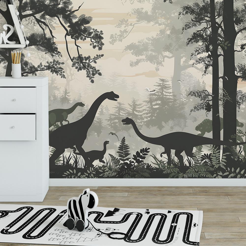 Fun-L038 Cartoon Dinosaur Fog Forest Bedroom Living Room Home Background Wall Landscaping Decorative Wall Stickers