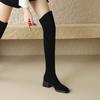 Krazing Pot Flock Autumn Winter Shoes Med Heels Size 43 Over-the-knee Boots Slip on Elastic Thigh High Boots