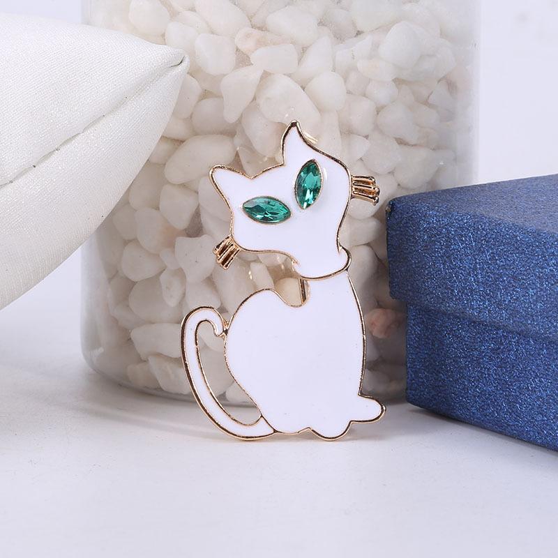 Брошь в виде капающей кошки из эмалевого сплава, модная и универсальная, популярная брошь в виде животного белый