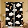 2pcs   Night Clouds Stars Moon Dreamy Pattern Curtains Light Filtering Polyester Rod Pocket Design for Bedroom Living Room Office
