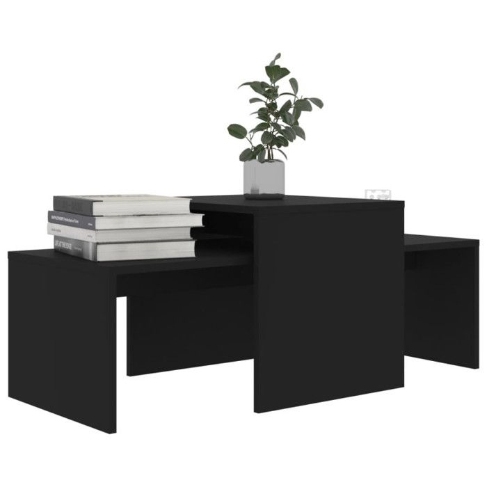 VidaXL Ensemble de tables basses Noir 100x48x40 cm Aggloméré