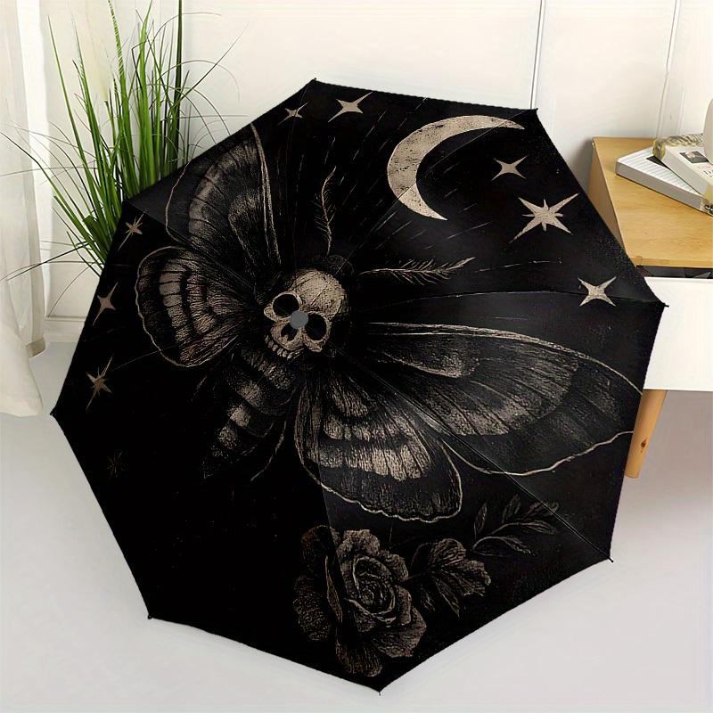 

1pc Mystical Moth with Skull Umbrella with Plastic Handle,Suitable for All Seasons Home Travel Outdoor UmbrellaB1583