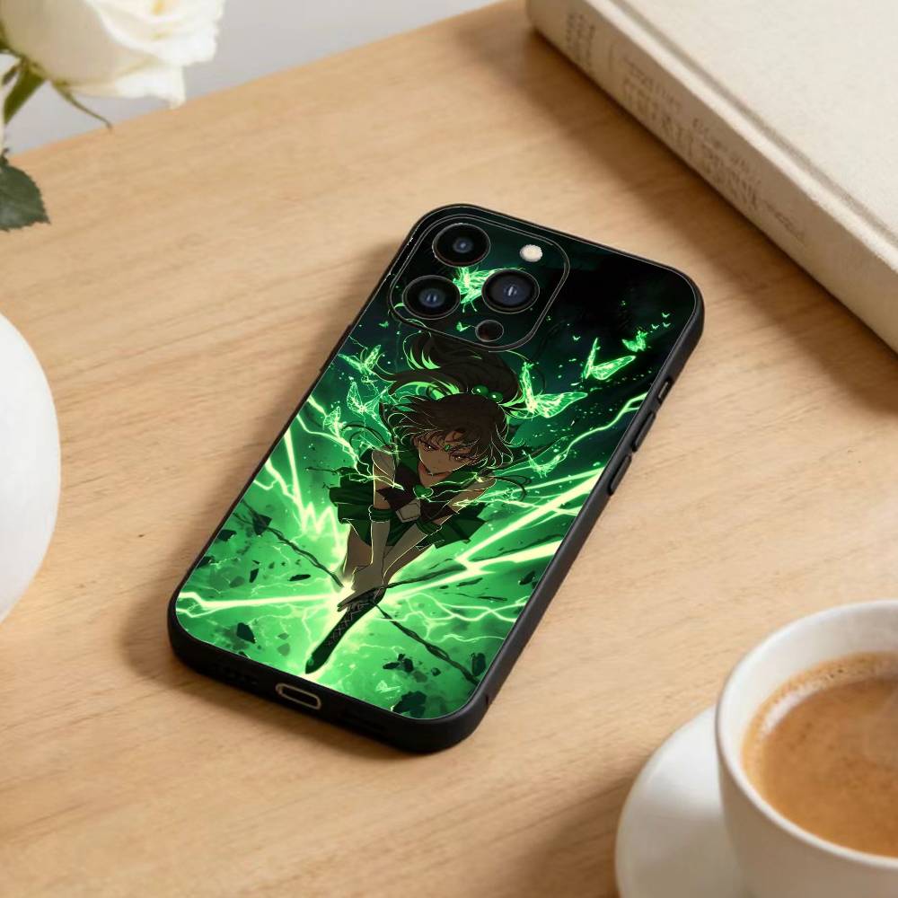 Cartoon D-Sailor M-Moons Phone Case For iPhone 16,15,14,13,12,17,Pro Max,Plus Silicone Black Case