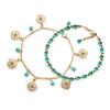 Double Layer Flower Artifical Turquoise Beads Women Ankle Bracelet Barefoot Sandal Beach Sea Foot