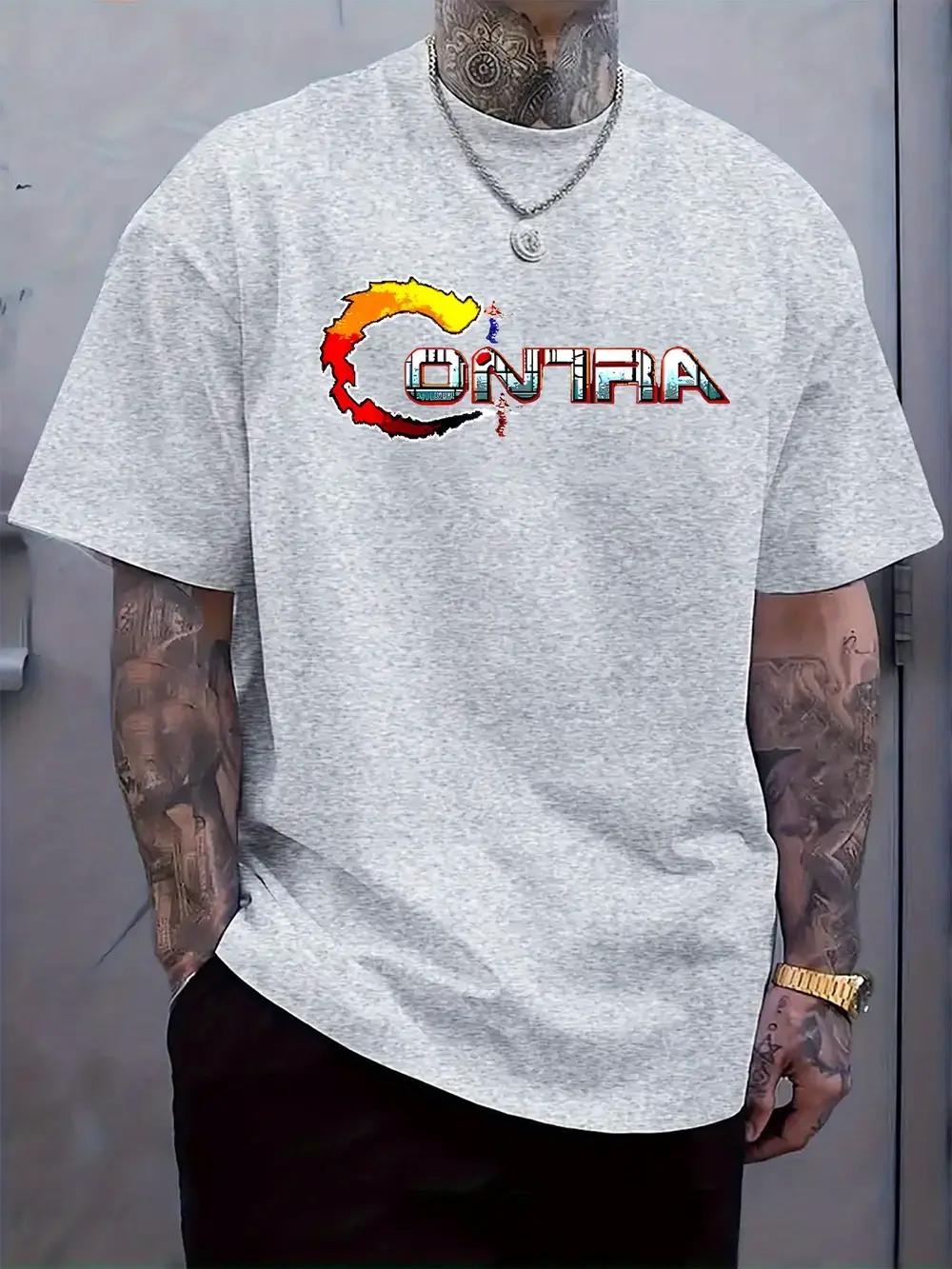

CONTRA Game-Themed T-shirt - Stylish Round Neck Short Sleeve Tee with Vibrant Graphic Print XXL