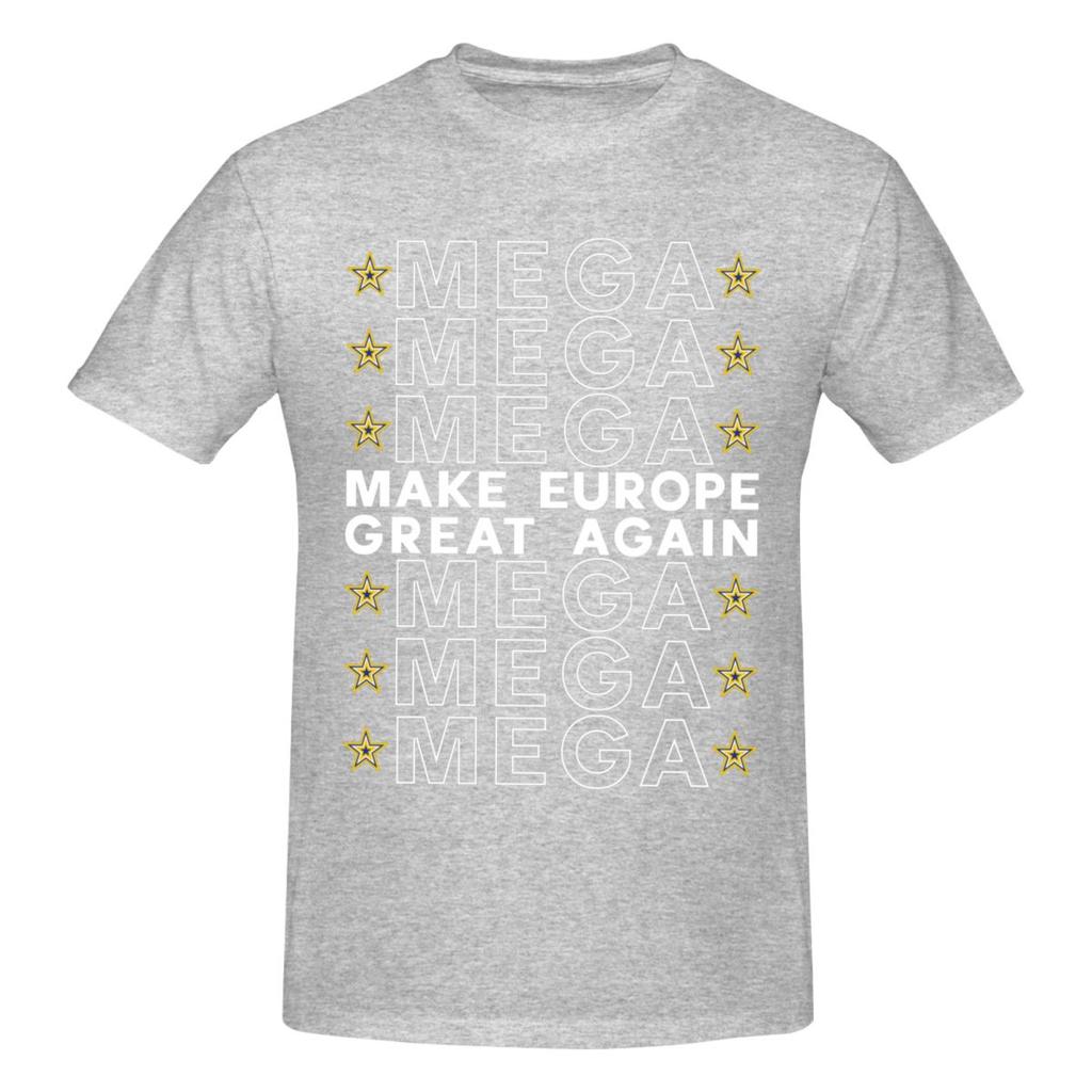 Unisex Mega Make Europe Great Again Fun T Shirt Vintage Cotton Crewneck Tshirt