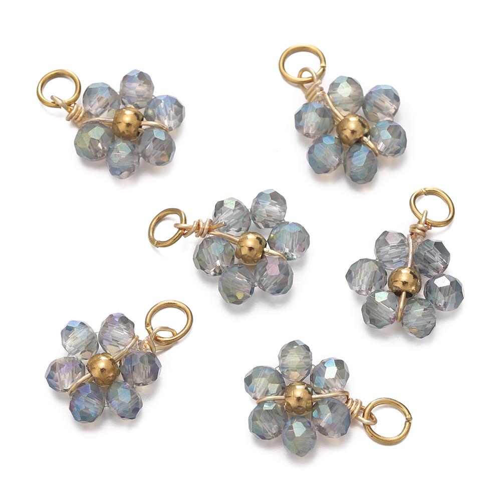 

5pcs/pack Crystal Small Flower Beads Charms Stainless Steel Pendants For DIY Bracelet Necklace Jewelry Making Accessories 5pcs